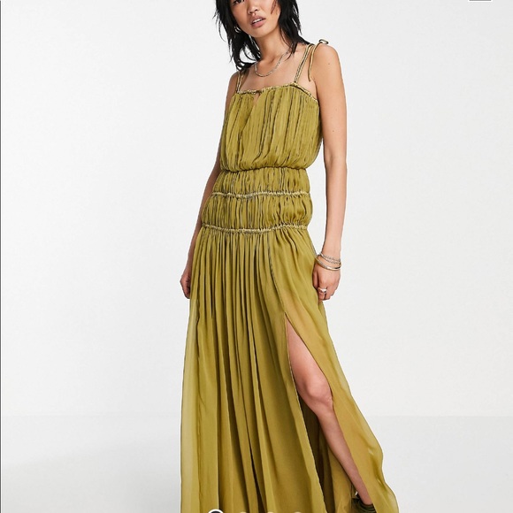 ASOS Dresses & Skirts - Strappy maxi dress with ruched channel detail and toe straps. Worn once. NWOT.
